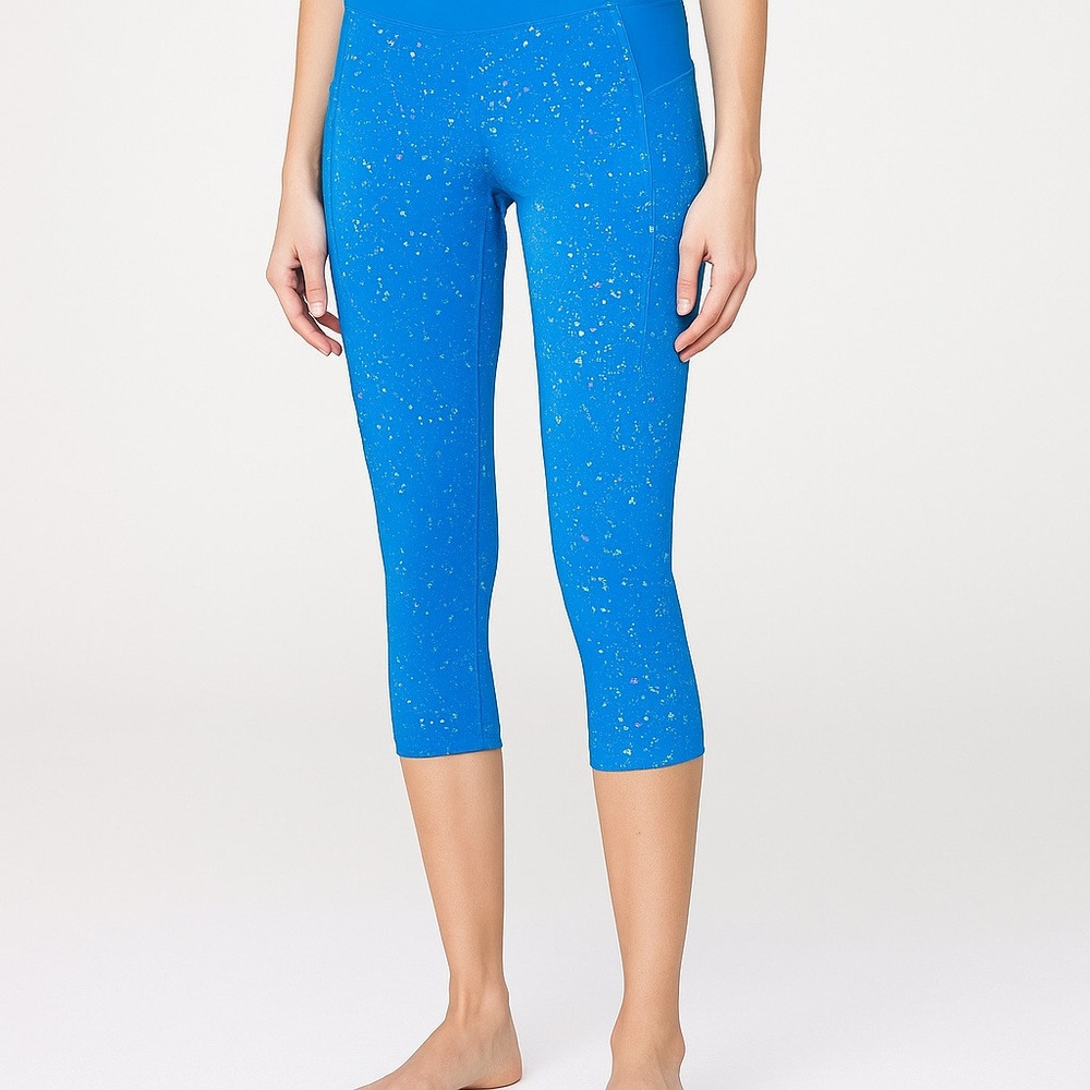 Brooks Method 3/4 cropped tights for running, blue/green, women's large